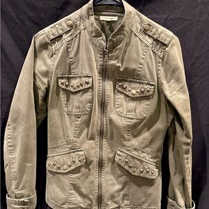 Studded Olive Green Military Jacket